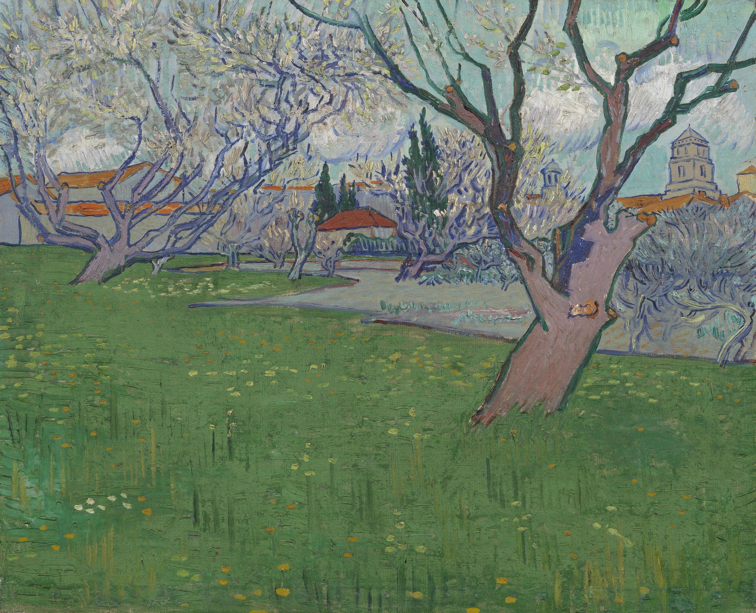 Картина Ван Гога Вид на Арль с деревьями в цвету 1889